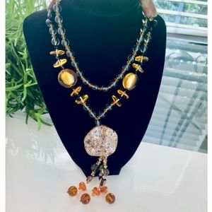 Amber&Emerald Tones 20”necklace